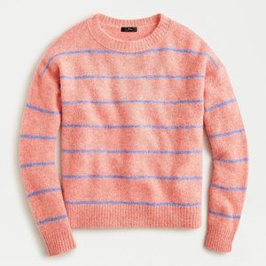 NEW w/TAG! J. Crew Alpaca Crewneck Coral Sweater--Stripe, L
